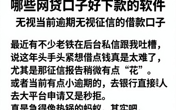 哪些网贷口子好下款的软件，汇总五个无视当前逾期无视征信的借款口子