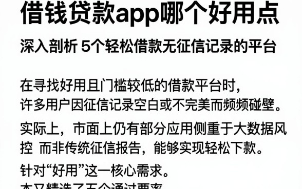 借钱贷款app哪个好用点,深入剖析5个轻松借款无征信记录的平台