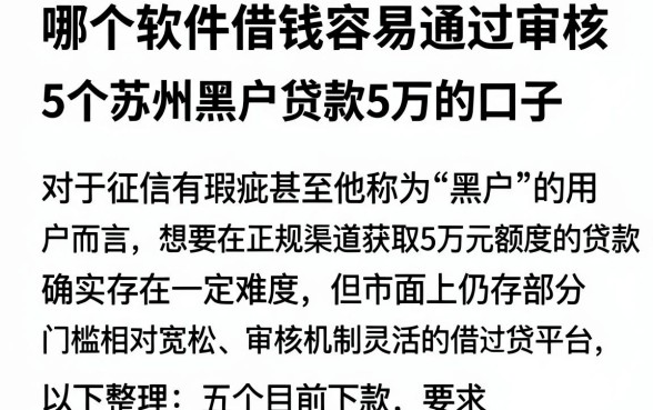 哪个软件借钱容易通过审核,整理5个苏州黑户贷款5万的口子