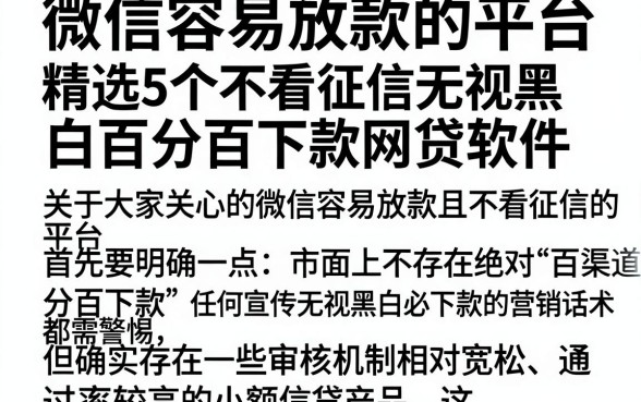 微信容易放款的平台,精选5个不看征信无视黑白百分百下款网贷软件