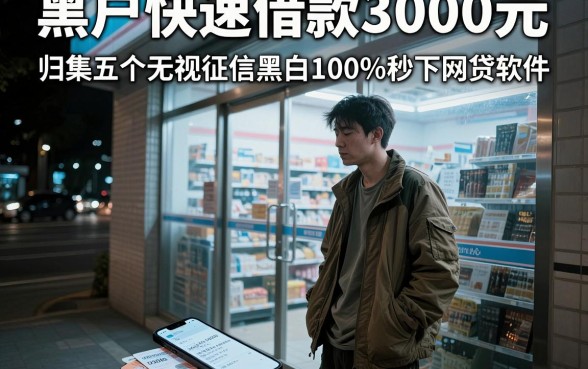黑户快速借款3000元,归集五个无视征信黑白100%秒下网贷软件