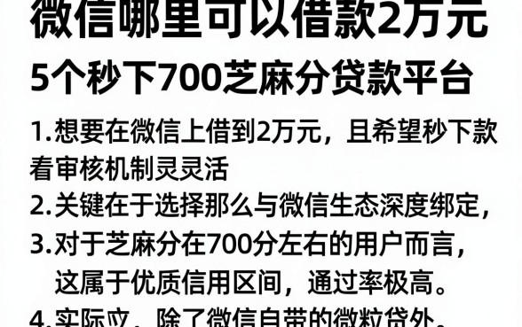 微信哪里可以借款2万元,详尽说明5个秒下700芝麻分贷款平台