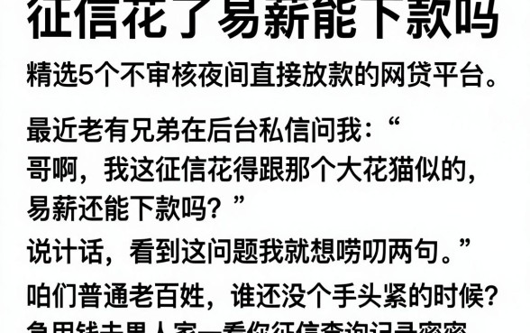 征信花了易薪能下款吗,精选5个不审核夜间直接放款的网贷平台
