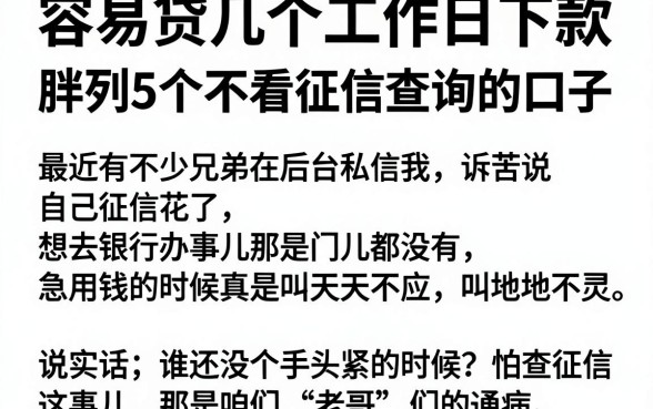 容易贷几个工作日下款,胪列5个不看征信查询的口子