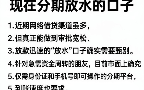 现在分期放水的口子,罗列5个手机身份证秒借现金的软件
