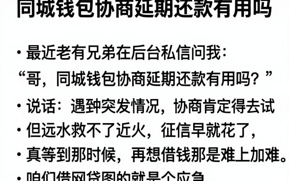 同城钱包协商延期还款有用吗，陈列五个可以借钱不用审核的软件