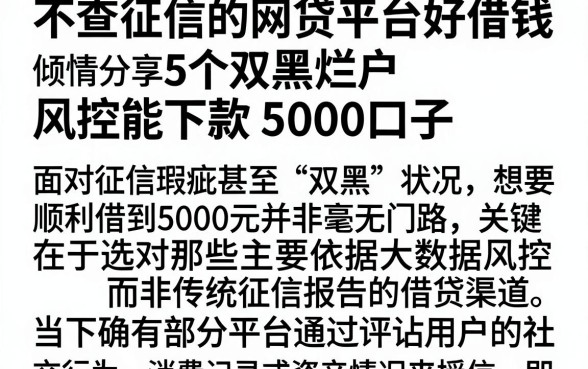 不查征信的网贷平台好借钱,倾情分享5个双黑烂户风控能下款5000口子