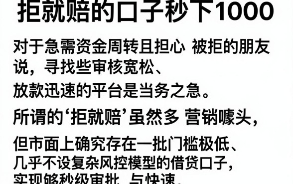 拒就赔的口子秒下1000,详尽说明五个直接下款的app