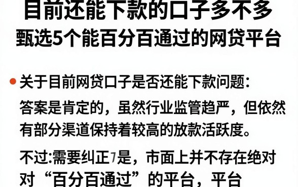 目前还能下款的口子多不多,甄选5个能百分百通过的网贷平台
