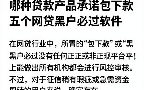 哪种贷款产品承诺包下款,概览五个网贷黑户必过软件