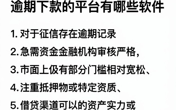 逾期下款的平台有哪些软件,胪列5个有逾期借款容易通过的app