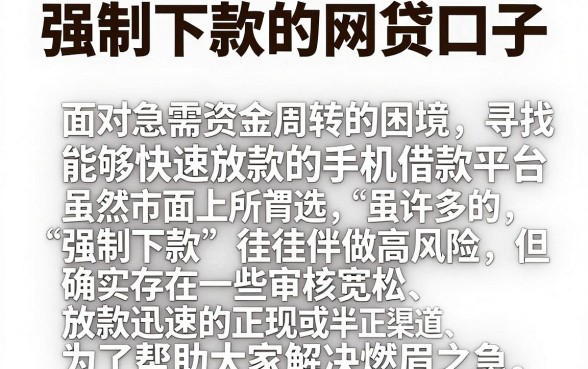 强制下款的网贷口子，枚举5个手机可以临时借钱的平台