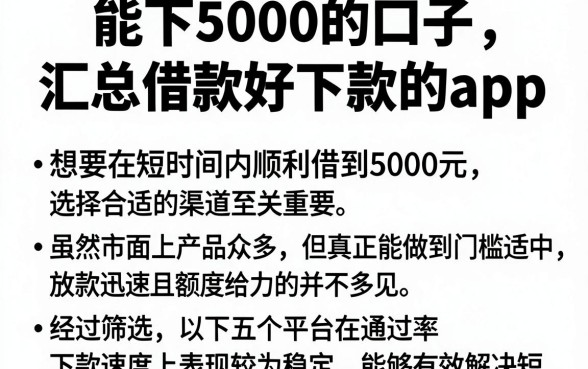 能下5000的口子,汇总五个借款好下款的app