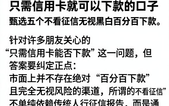 只需信用卡就可以下款的口子,甄选五个不看征信无视黑白百分百下款