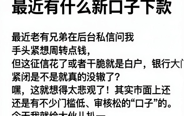最近有什么新口子下款，遴选五个公积金借钱平台
