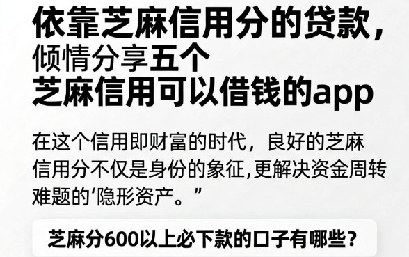 依靠芝麻信用分的贷款，倾情分享五个芝麻信用可以借钱的app