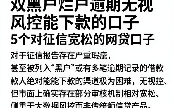 双黑户烂户逾期无视风控能下款的口子,胪列5个对征信宽松的网贷口子