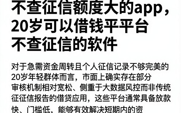 不查征信额度大的app,整理五个20岁可以借钱平台不查征信的软件
