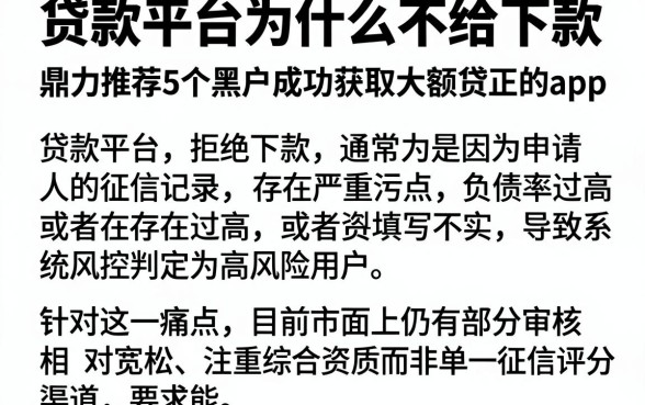 贷款平台为什么不给下款,鼎力推荐5个黑户成功获取大额贷款的app