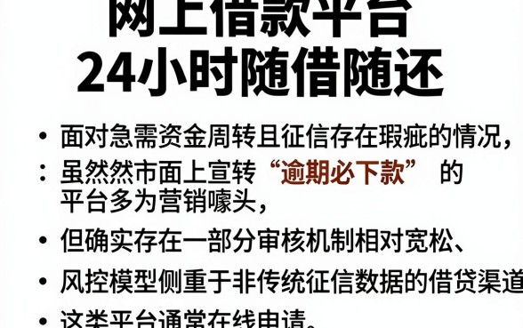 网上借款平台24小时随借随还,概括五个逾期必下款的平台
