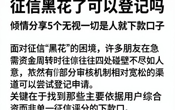 征信黑花了可以登记吗，倾情分享5个无视一切是人就下款口子