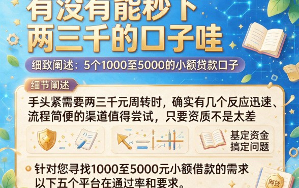 有没有能秒下两三千的口子哇，细致阐述5个1000至5000的小额贷款口子
