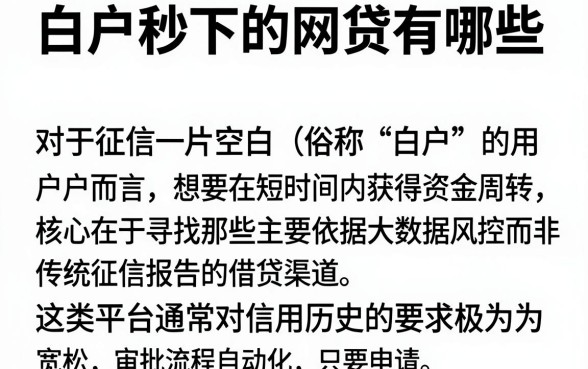白户秒下的网贷有哪些,整合5个低门槛不查征信的平台