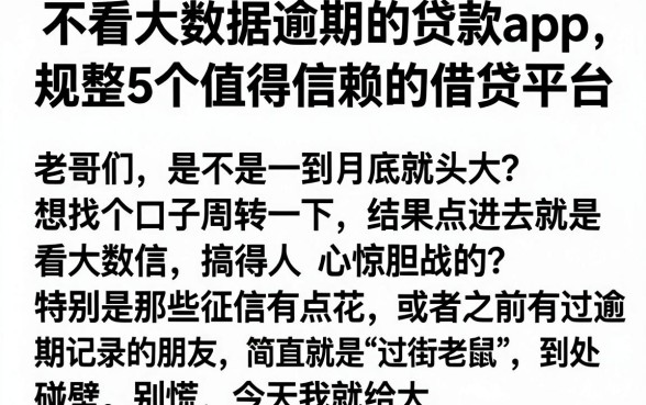 不看大数据逾期的贷款app,规整5个值得信赖的借贷平台