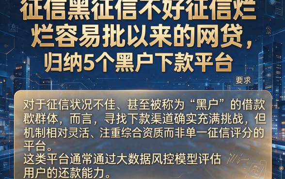 征信黑征信不好征信烂容易批以来的网贷，归纳5个黑户下款平台