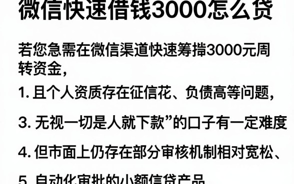 微信快速借钱3000怎么贷,详细阐述五个无视一切是人就下款的软件