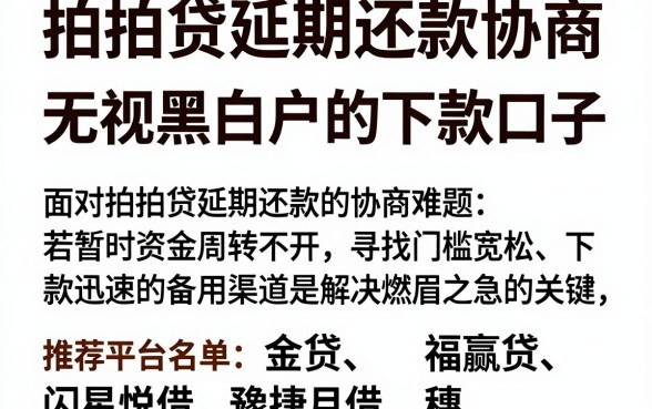 拍拍贷延期还款协商,倾情分享五个无视黑白户的下款口子