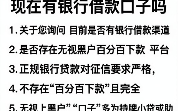 现在有银行借款口子吗,梳理五个无视黑户百分百下款平台
