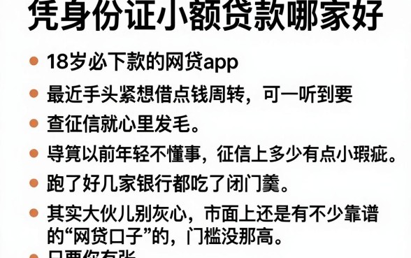 凭身份证小额贷款哪家好,枚举五个18岁必下款的网贷app