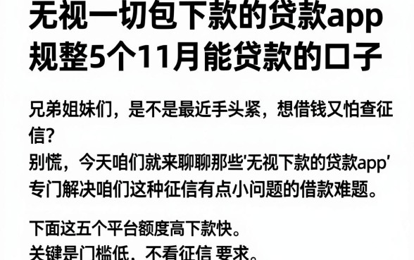无视一切包下款的贷款app,规整5个11月能贷款的口子