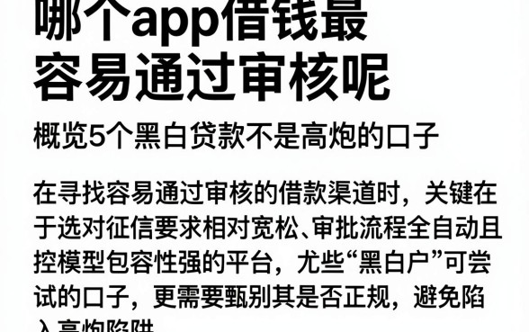 哪个app借钱最容易通过审核呢，概览5个黑白贷款不是高炮的口子