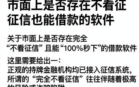 市面上是否存在不看征信也能借款的软件,汇整五个无视征信黑白100%秒下网贷平台