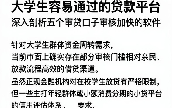 大学生容易通过的贷款平台，深入剖析五个审贷口子审核加快的软件