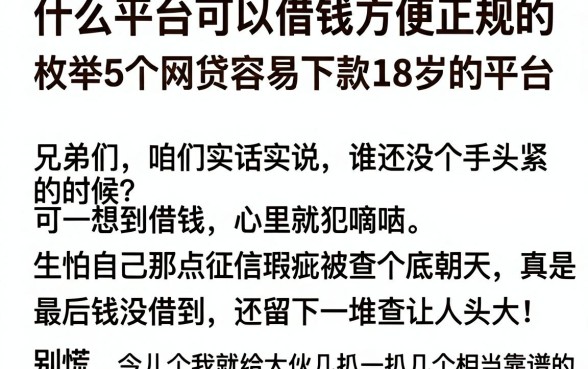 什么平台可以借钱方便正规的，枚举5个网贷容易下款18岁的平台