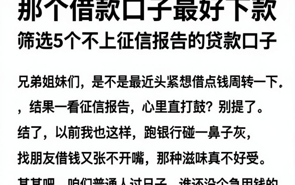 那个借款口子最好下款,筛选5个不上征信报告的贷款口子