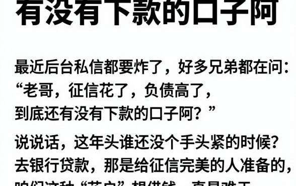 有没有下款的口子阿，枚举五个不看负债和征信的平台