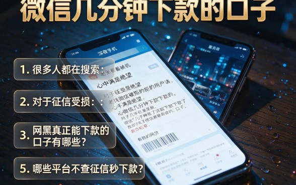 微信几分钟下款的口子,条列五个网黑真正能下款的口子