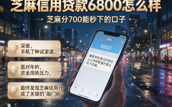 芝麻信用贷款6800怎么样,概括五个芝麻分700能秒下的口子