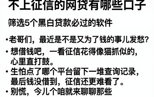 不上征信的网贷有哪些口子,筛选5个黑白贷款必过的软件