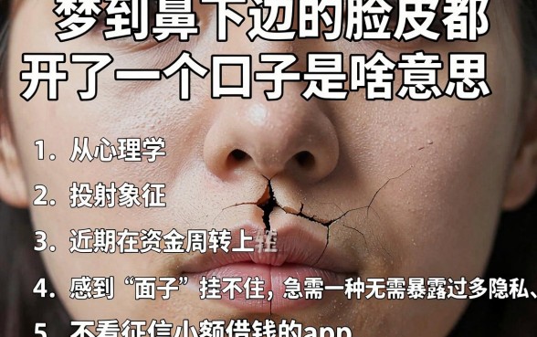 梦到鼻子下边的脸皮都开了一个口子是啥意思,归纳五个不看征信小额借钱的app