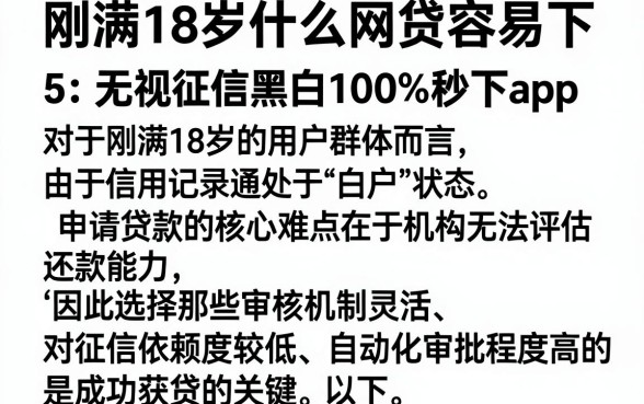 刚满18岁什么网贷容易下,规整5个无视征信黑白100%秒下app