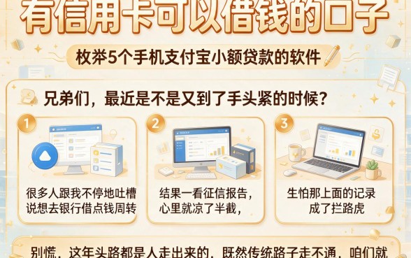 有信用卡可以借钱的口子,枚举5个手机支付宝小额贷款的软件