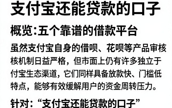 支付宝还能贷款的口子,概览五个靠谱的借款平台