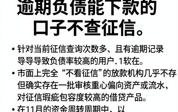 逾期负债能下款的口子不查征信,概括5个11月能贷款的软件