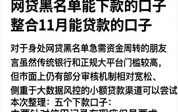 网贷黑名单能下款的口子,整合五个11月能贷款的口子