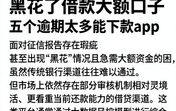 黑花了借款大额口子,细致阐述五个逾期太多能下款app